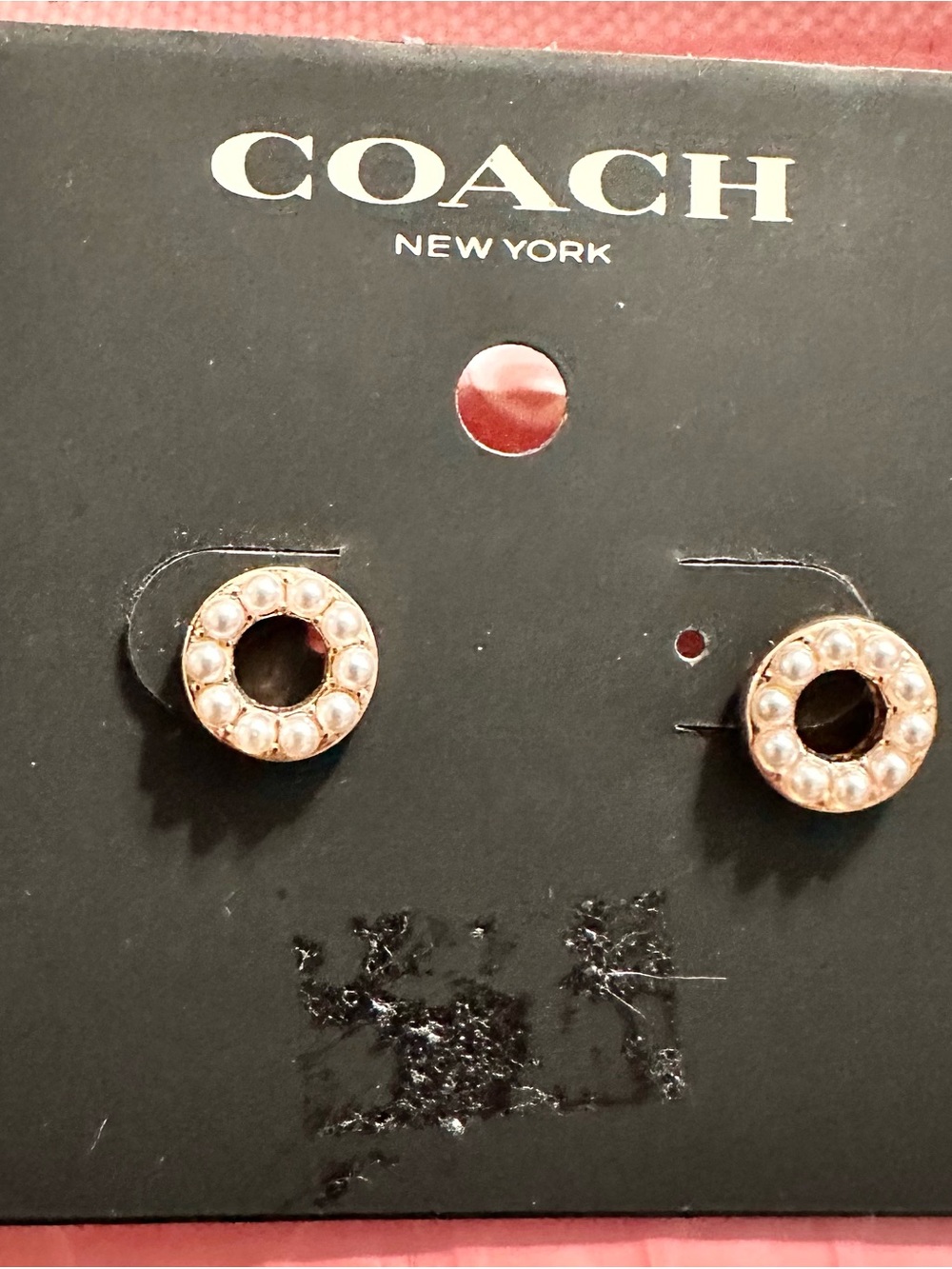NWT COACH Rose Gold-Tone Pearl Halo Stud Earrings